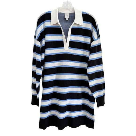 Anthropologie Color Block Mini Sweater Dress Tunic Womens Small OVERSIZED V Neck - Picture 5 of 11